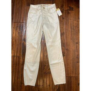 KUT from the Kloth White/Silver Luxe Coating Cigarette Leg Denim Jeans Sz 0 NWT!